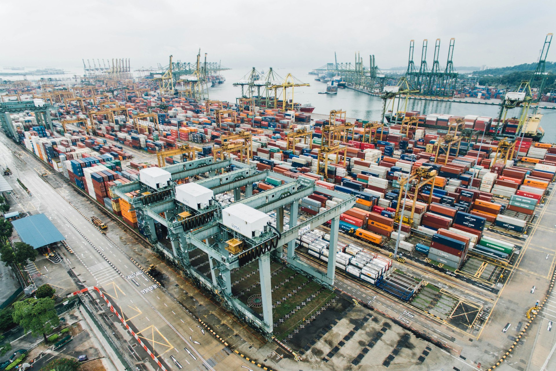 Container terminal seen from the air